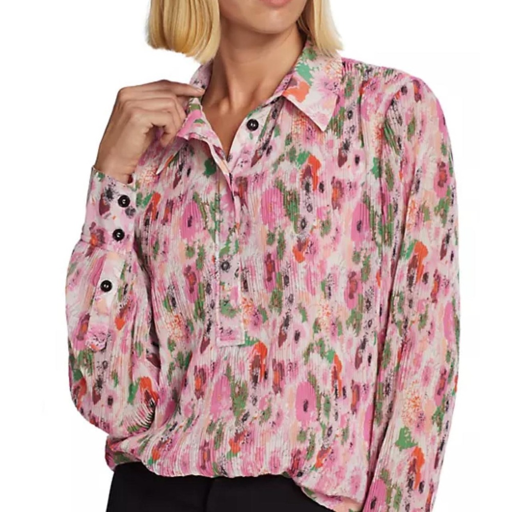 GANNI - Pleated Georgette Blouse 
Size 36 (US4-6) BRAND NEW WITH TAGS